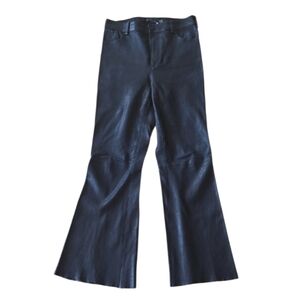 Alice + Olivia Black Leather Flared Boot-Cut Pants